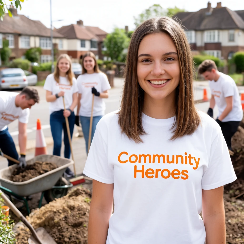 Community Heroes female volunteer smiling at a street project