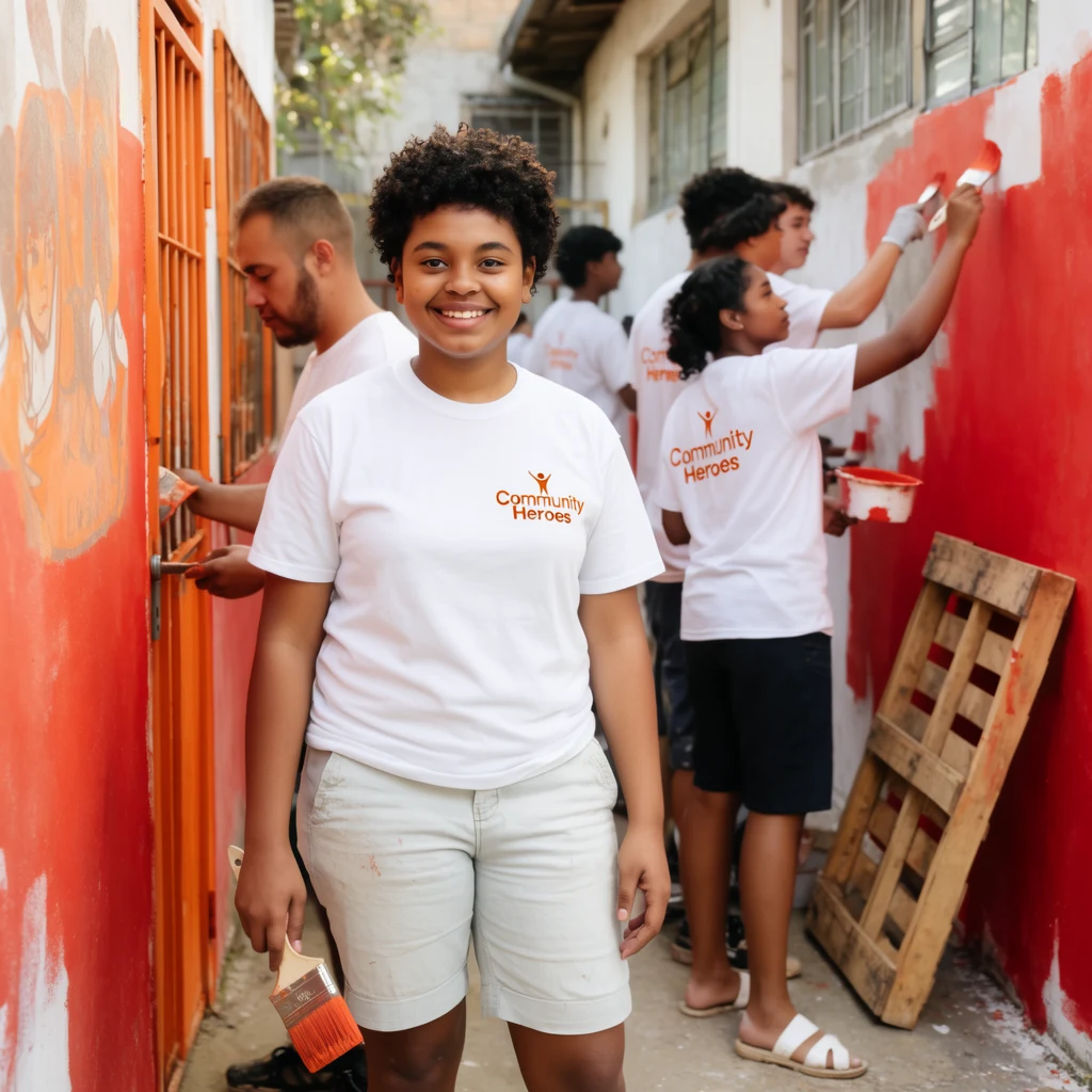 Community Heroes volunteer painting a mural